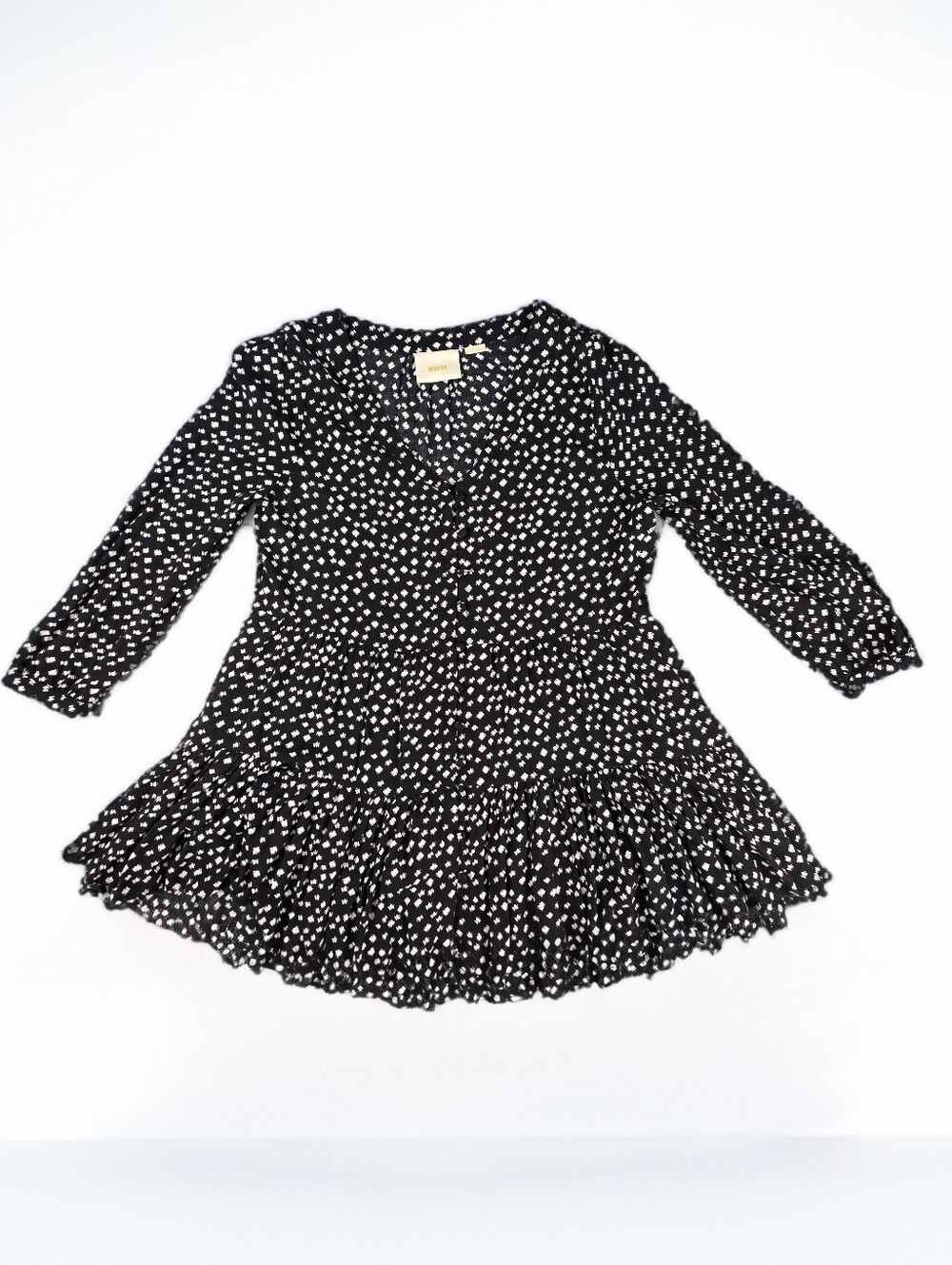 Anthropologie Maeve Lila Tiered Tunic M Polka Dot Peplum Cottagecore Milkmaid